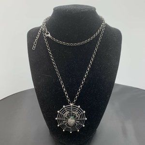 Pier One Import Spider In Web W/Rhinestones Necklace